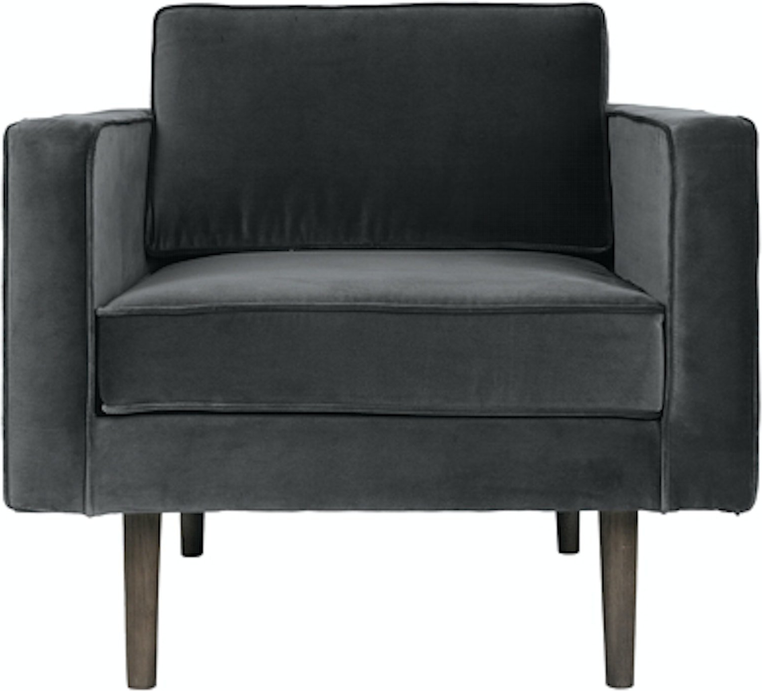 Stilfuld loungestol i sort velour fra Broste Copenhagen
