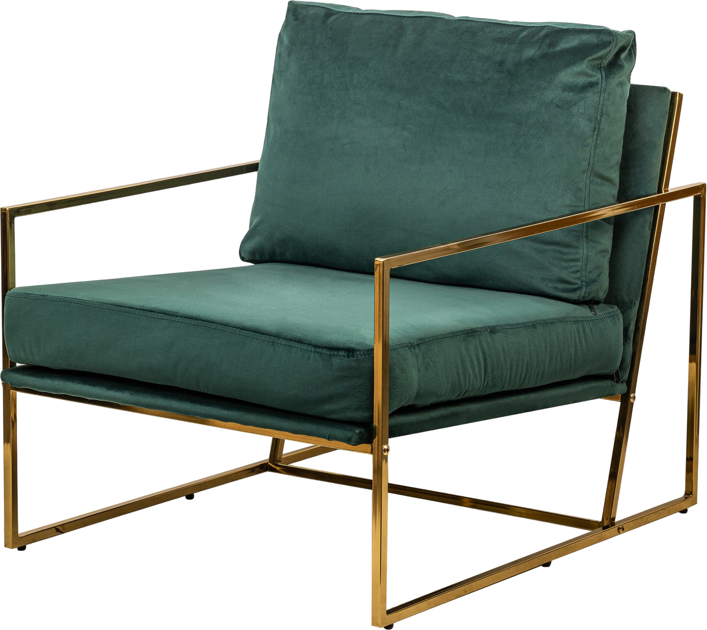 Loungestol Lænestol Nordlys Furniture Viborg Fløjl Grøn Med Guldfarvede Metalben H81xb68xd87 Cm