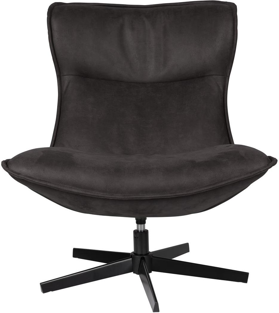 Loungestol Lænestol Studio White John   Antracit Pu-læder 92x81 Cm Drejelig Med Metalstel