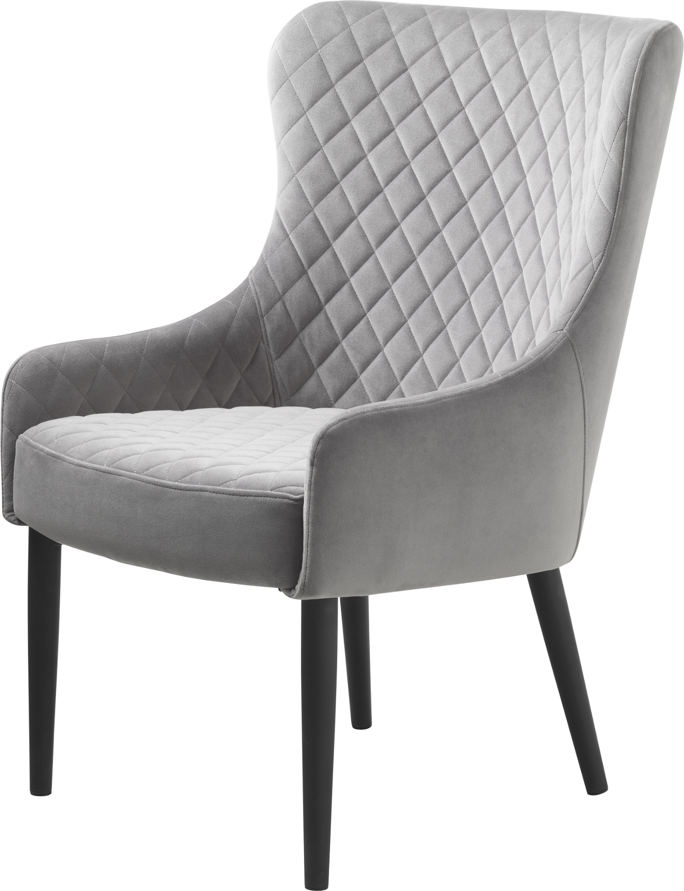 Loungestol Nordique Design Ottowa   Grå Fløjl Med Sort Sandblæste Metalben