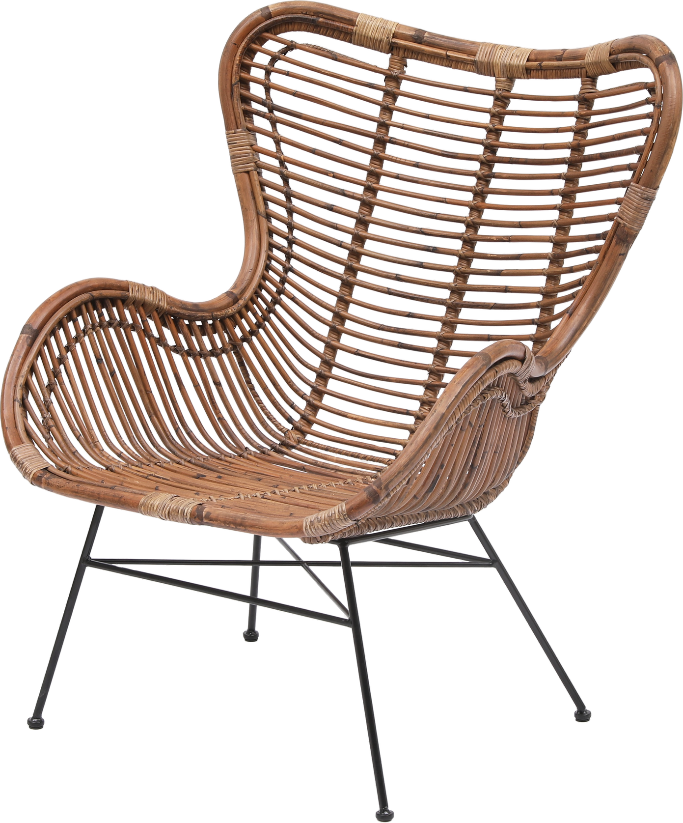 Loungestol Nordlys Furniture Jakarta Natur Rattan Med Sorte Metalben H88xb73xd50