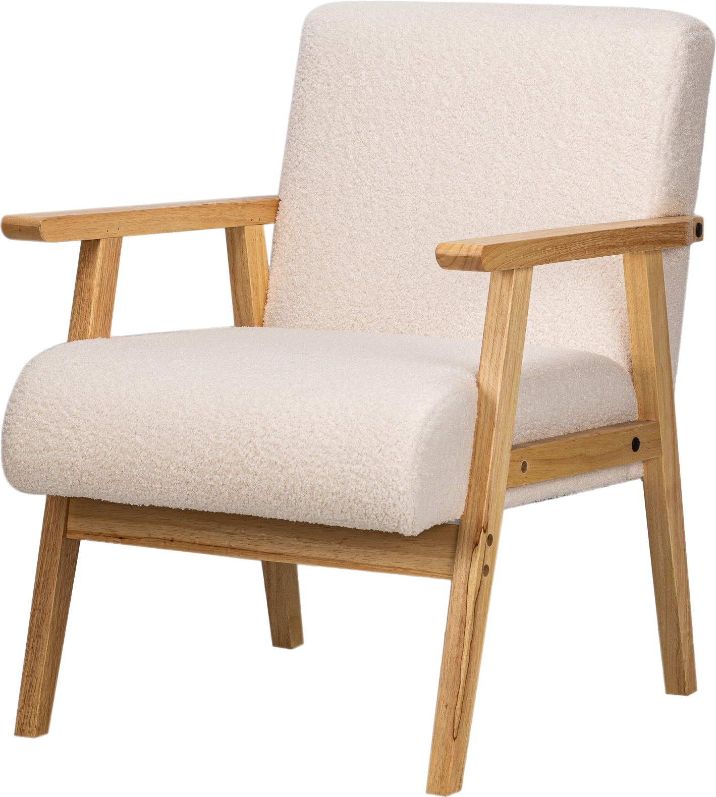 Loungestol Louis i Hvid Bouclé - Skandinavisk Design og Komfort