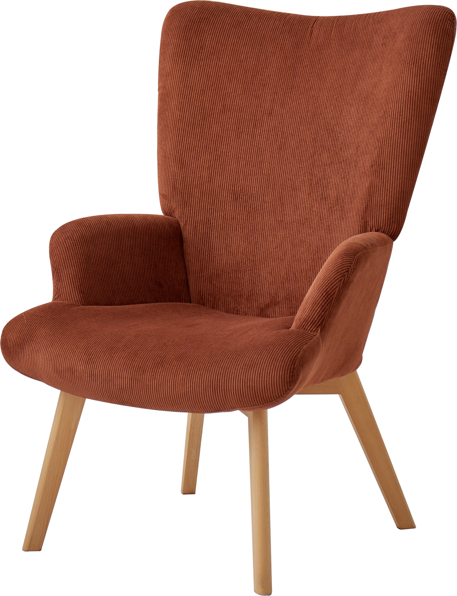 Loungestol Nordlys Furniture Malmo Rød Fløjl Fsc Træben H100   B64   D74 Cm