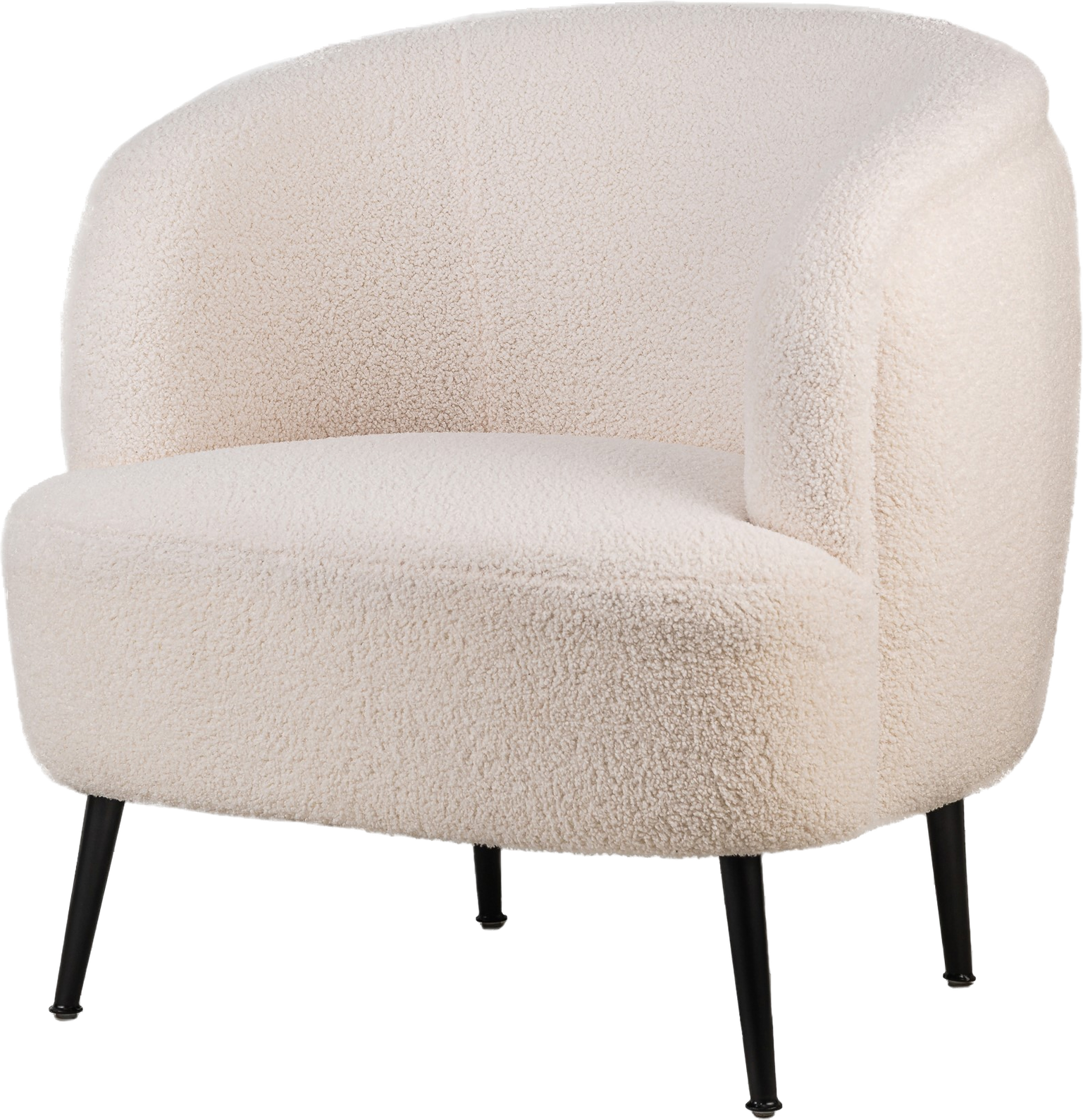 Loungestol Nordlys Furniture Sven Bouclé Hvidt Løkkestof Med Sorte Metalben H80   B80   D72 Cm