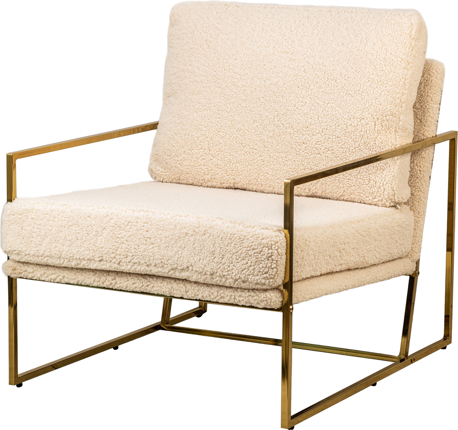 Loungestol Nordlys Furniture Viborg Bouclé Hvid Med Guldfinish Elegant Lænestol Til Stue Og Soveværelse