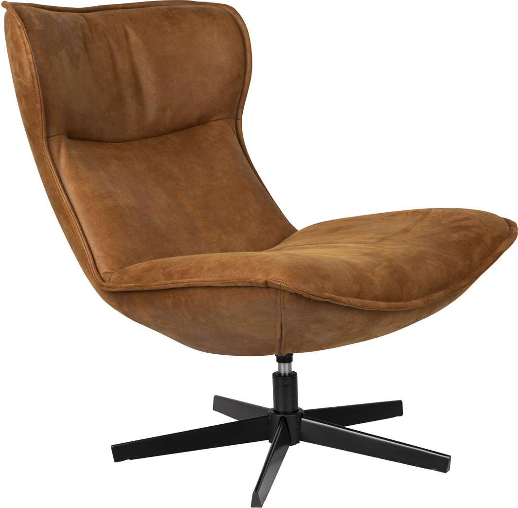 Loungestol Studio White John Drejelig Valnød Pu-læder D93xh92xb81 Cm