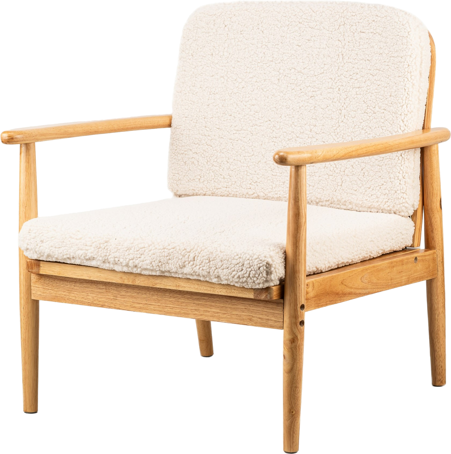Loungestol Surabaya Fra Nordlys Furniture   Hvid Fsc-gummitræ Med Polstret Skumhynde  Skandinavisk Design