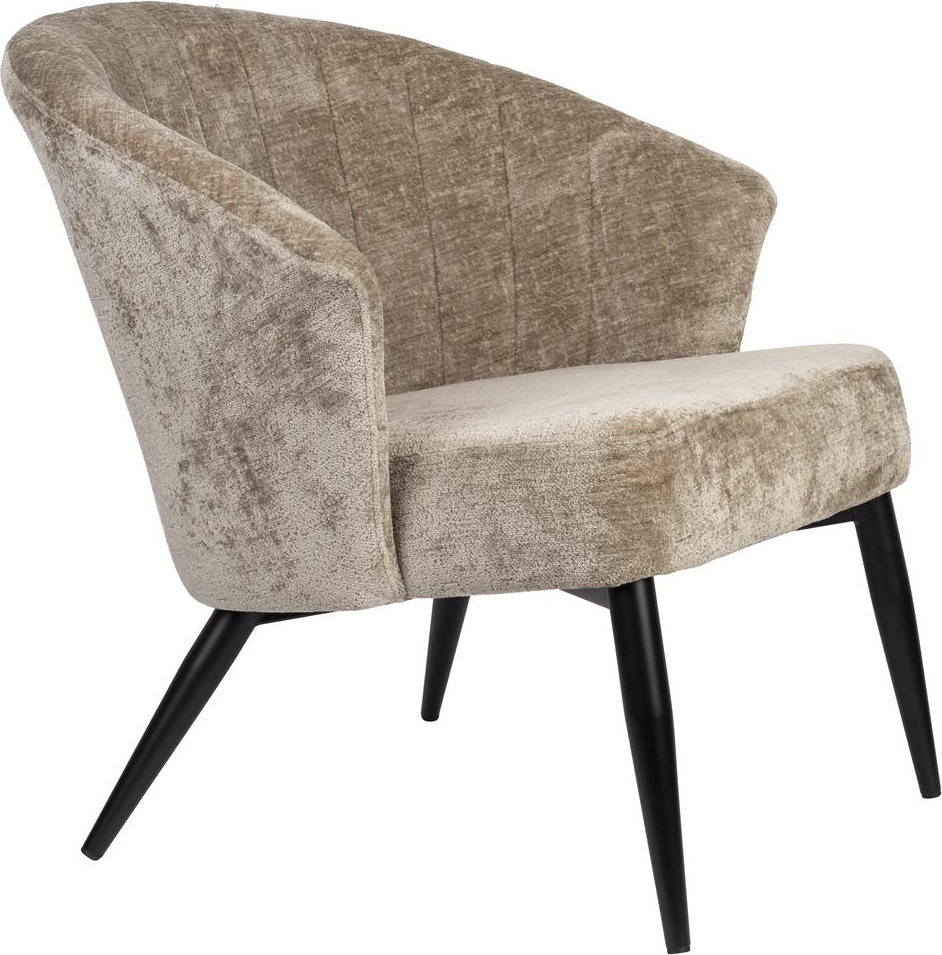 Loungestol Til Stuen Dutchbone Georgia Stengrå Polstret Birketræ Med Metalben H71xb77xl73   Cm