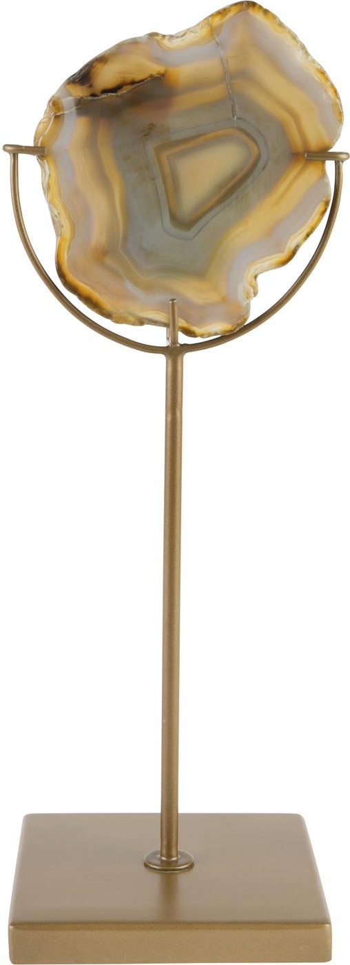 Lysestage Dutchbone Gem Jern Med Agat Og Messinglignende Stel H30 B10 Cm Mørk Sand