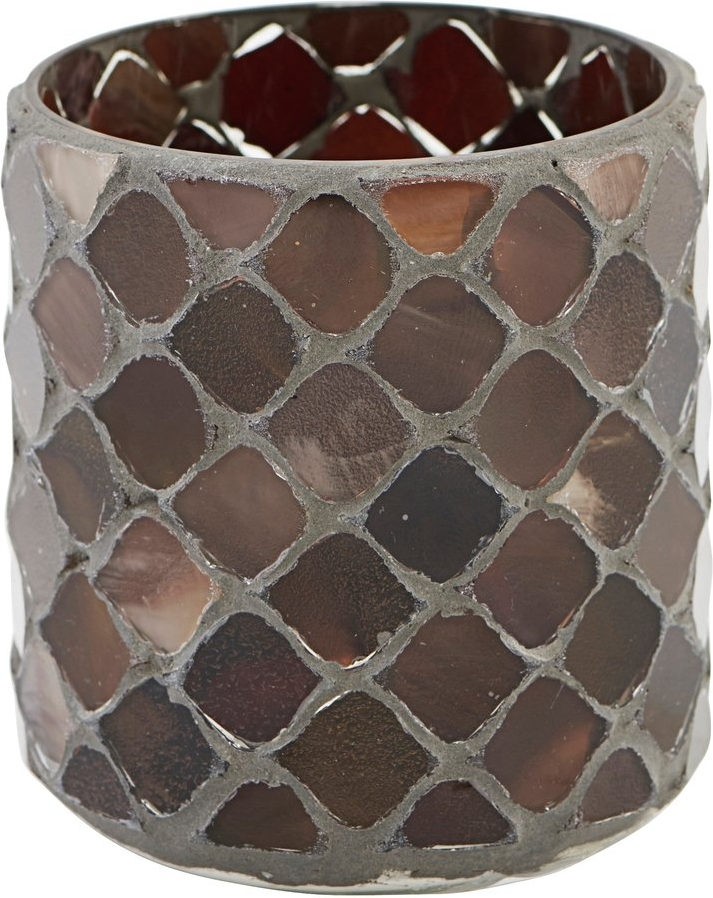 Elegant lysestage i glas og cement - Mosaikdesign fra House Doctor