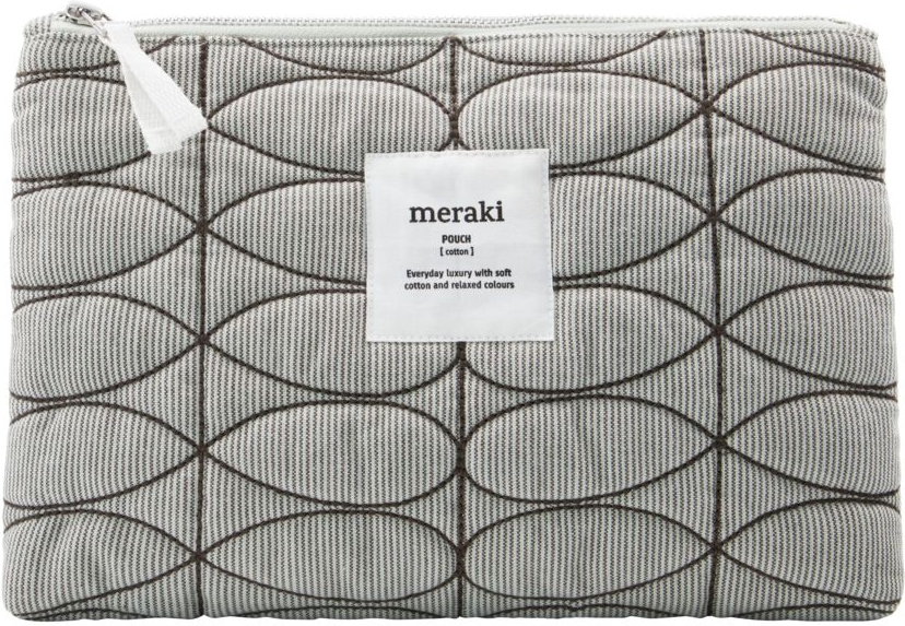 Makeuppung Meraki Mentha Quiltet Bomuld Toilettaske Lys Grå Armygrøn 20x3 5x30 Cm