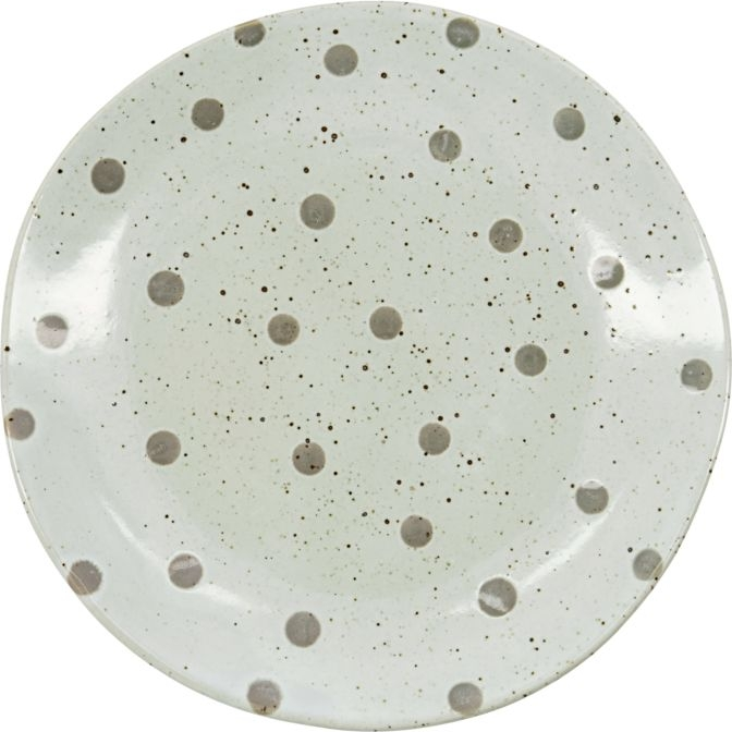 Middagstallerken House Doctor Dots Stentøj Beige Med Grønne Prikker ø19 Cm