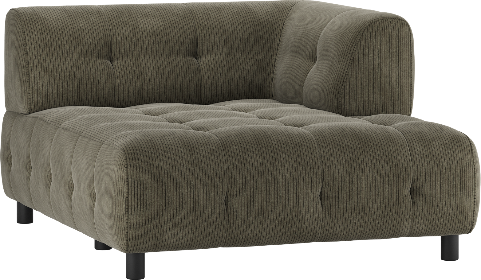 Modulær Sofa Woood Louis     Chaiselong Med Højre Armlæn Grøn Fløjl