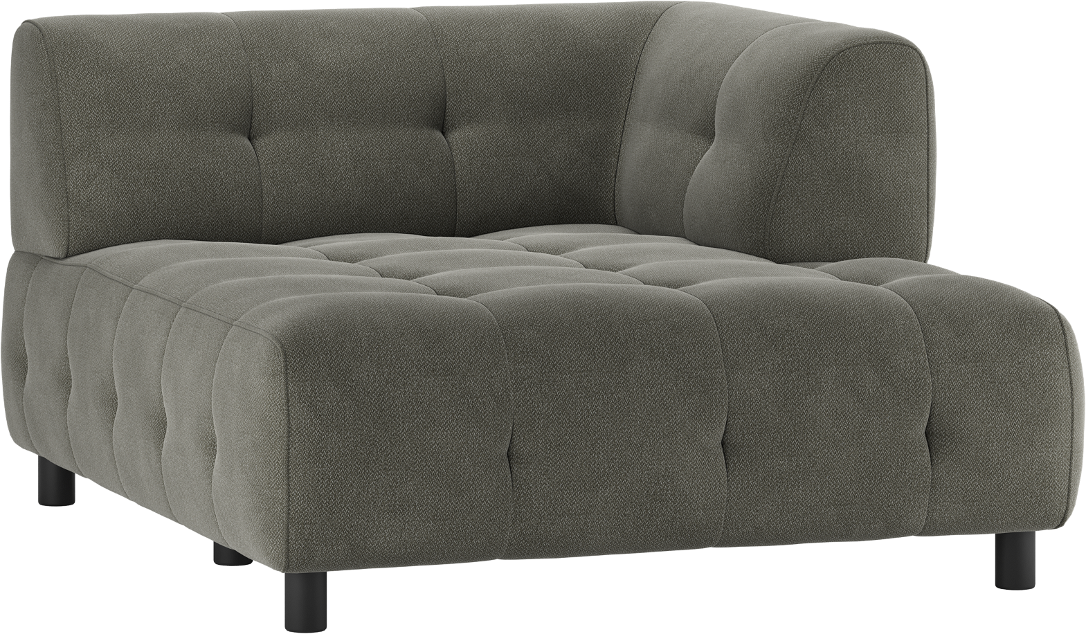 Modulær Sofa Woood Louis     Pers  Chaiselong Højre Arm Grøn Vævet Polyester