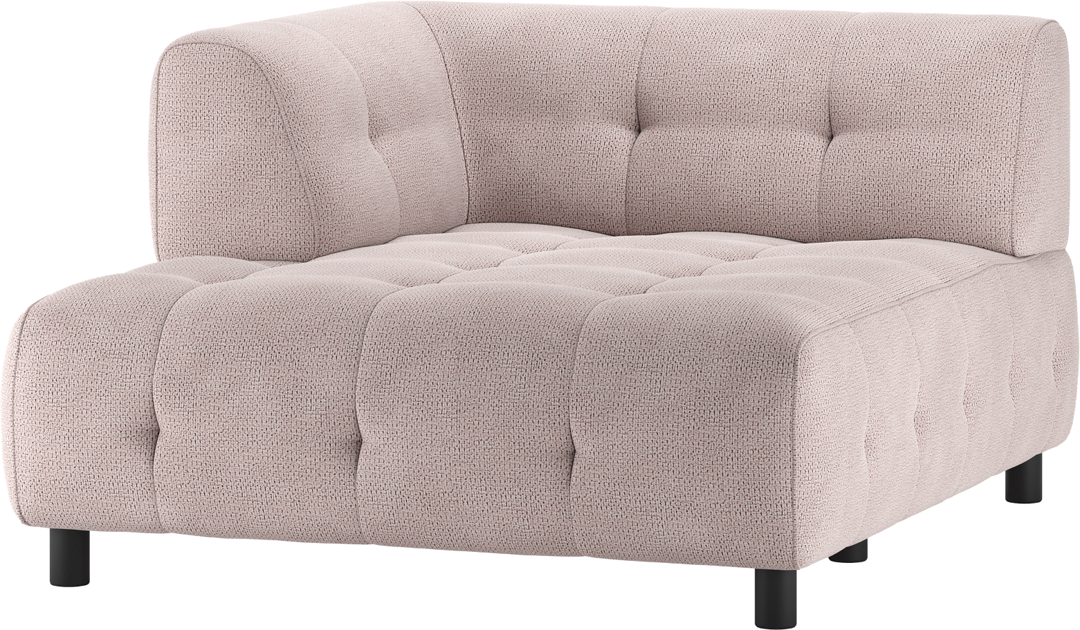 Modulsofa Woood Louis med venstre chaiselong i lyserød chenille