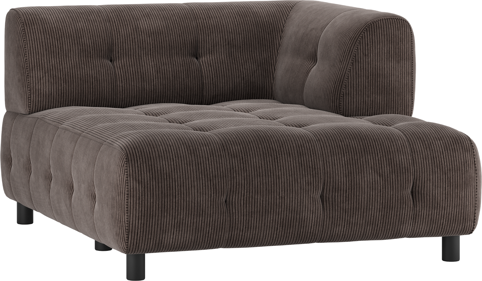 Modulsofa Woood Louis    -chaiselong Højre Arm Fløjl Kaffergrå