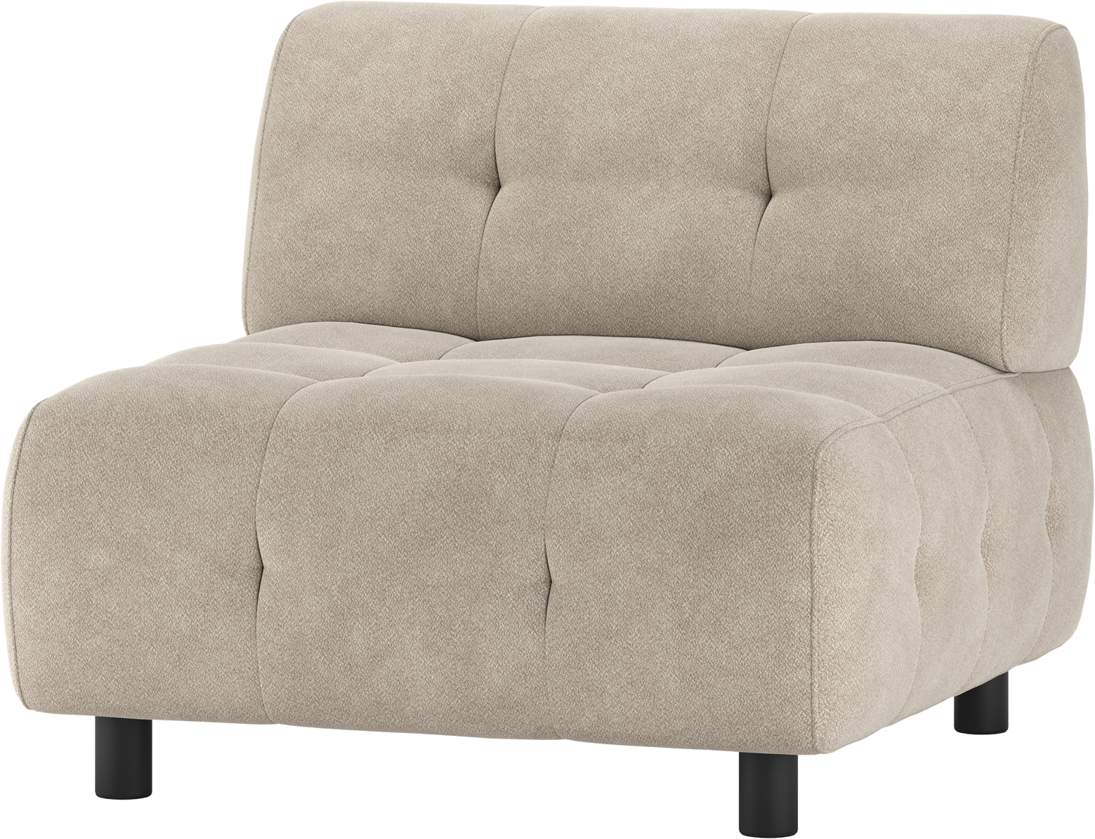Modulsofa Woood Louis    -sæders Lysegrå Vævet Polyester