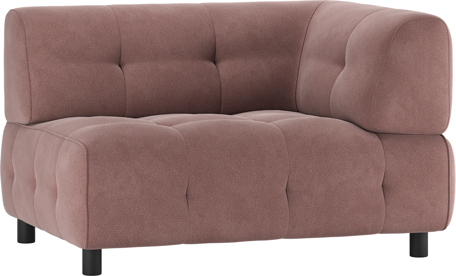Modulsofa Woood Louis    -sæders Med Højre Armlæn Lyserød Vævet Polyester