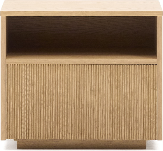 Natbord Kave Home Helvine Sengebord Egetræ Fsc 60x40 Cm Trykåbningsskuffe