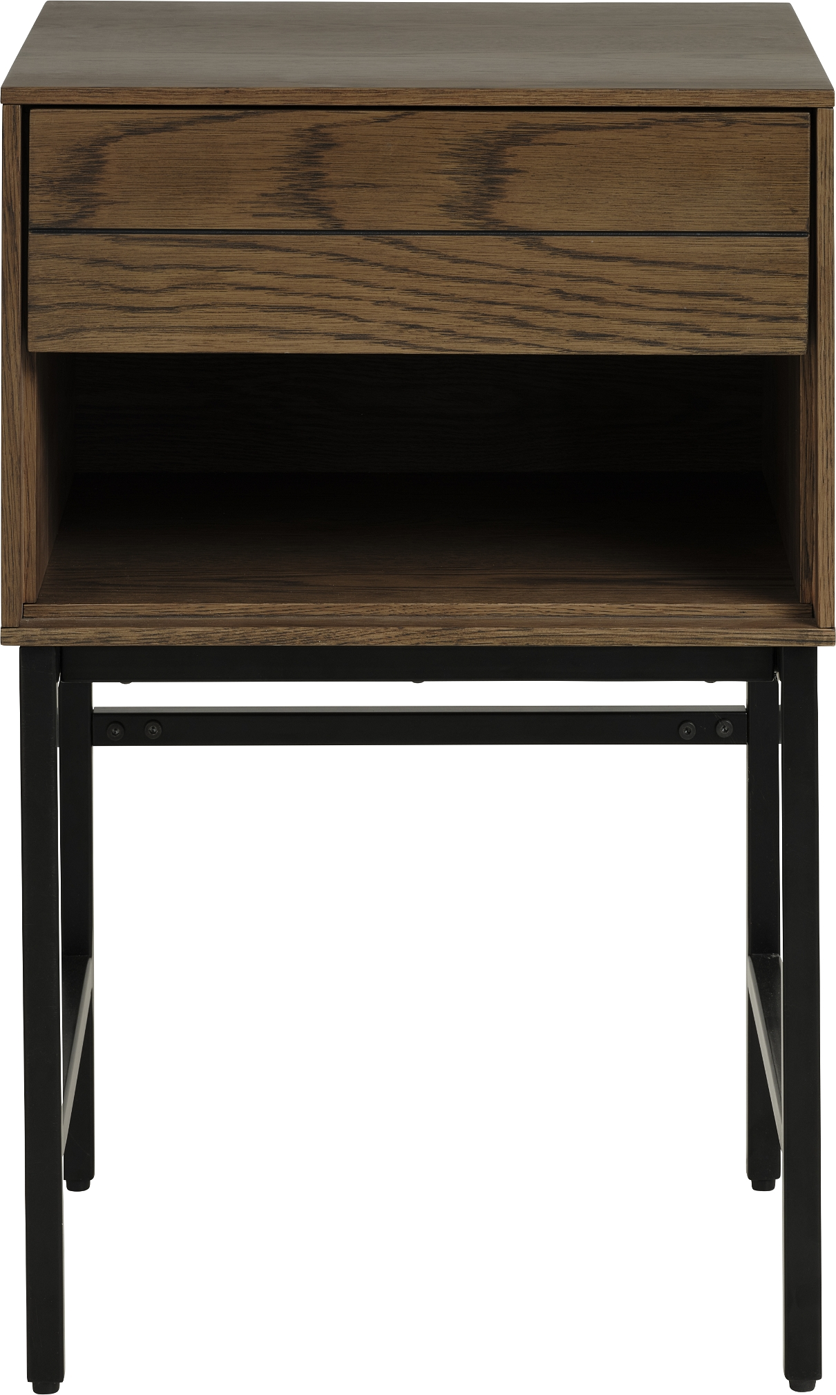 Nordique Design Modica Sidebord  Natur Egetræ  Sort Metal  Push-open Skuffe  H70ã 40ã 45 Cm