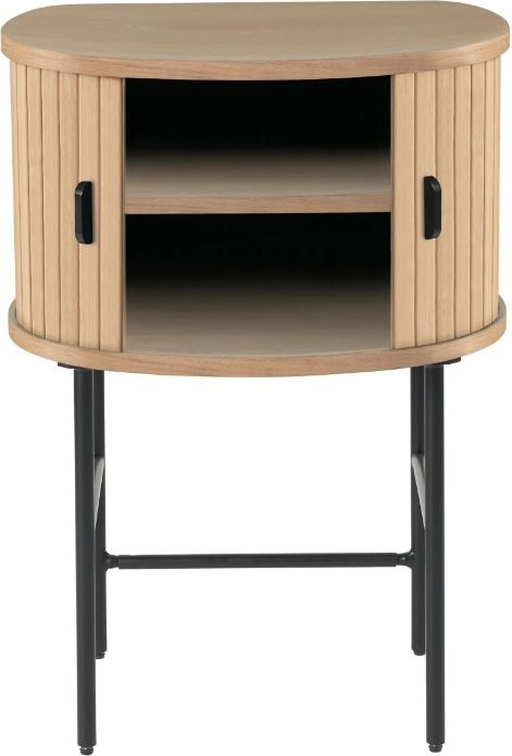 Nordique Design Nola Sidebord Småbord   Egetræ Og Sort Metal H70xb50xd40 Cm