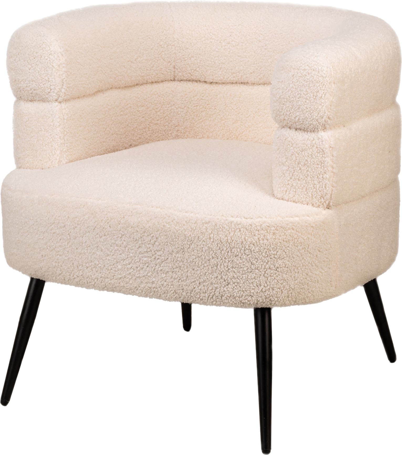 Nordlys Korgen Loungestol i Hvid Bouclé - Moderne Design