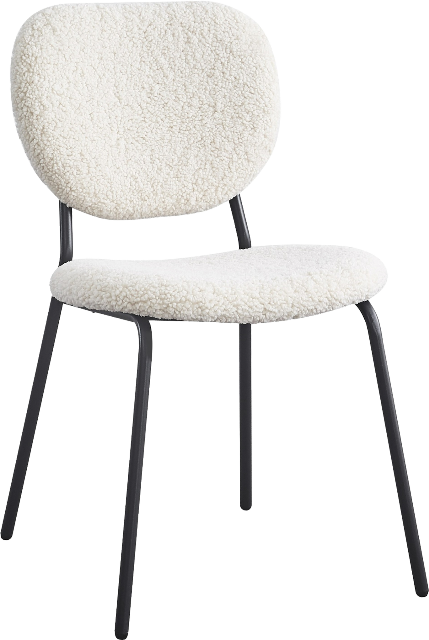 Nordlys Furniture Suzuka Spisebordsstol Spisestol   Hvid Bouclé Med Sortlakerede Metalben