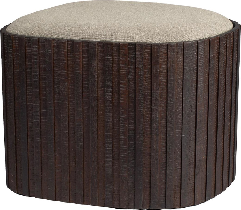 Opbevaringsboks Bænk Dutchbone Bay Genanvendt Teak Polstret Sæde Antracit Ribbet Design