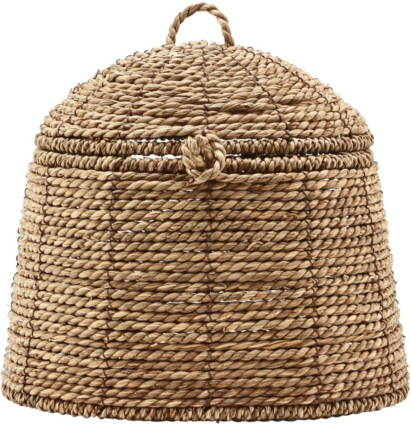 Opbevaringskurv House Doctor Rama   Naturmateriale   Græs   Jern  Låg Med Løkke  19ã 20ã 25 Cm