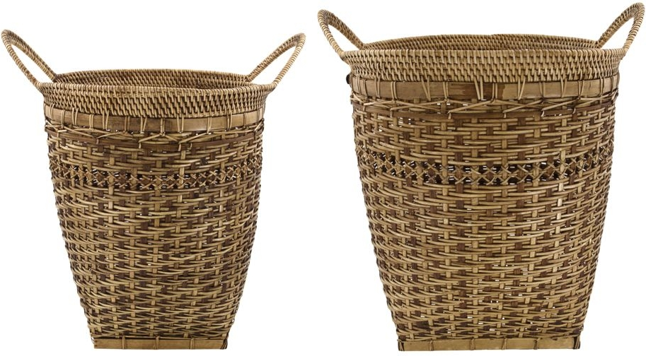 Opbevaringskurve House Doctor Pura -pak Rattan Og Bambus Natur ø31 H40 Cm