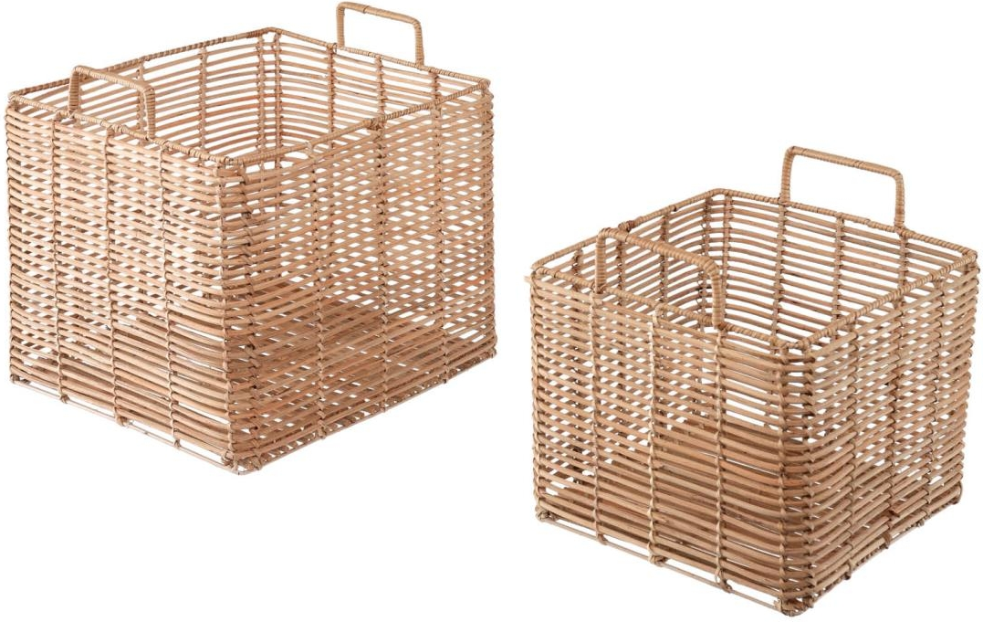 Opbevaringskurve Kave Home Dalina Rattan Natur Sæt Af 30x31x31 Cm