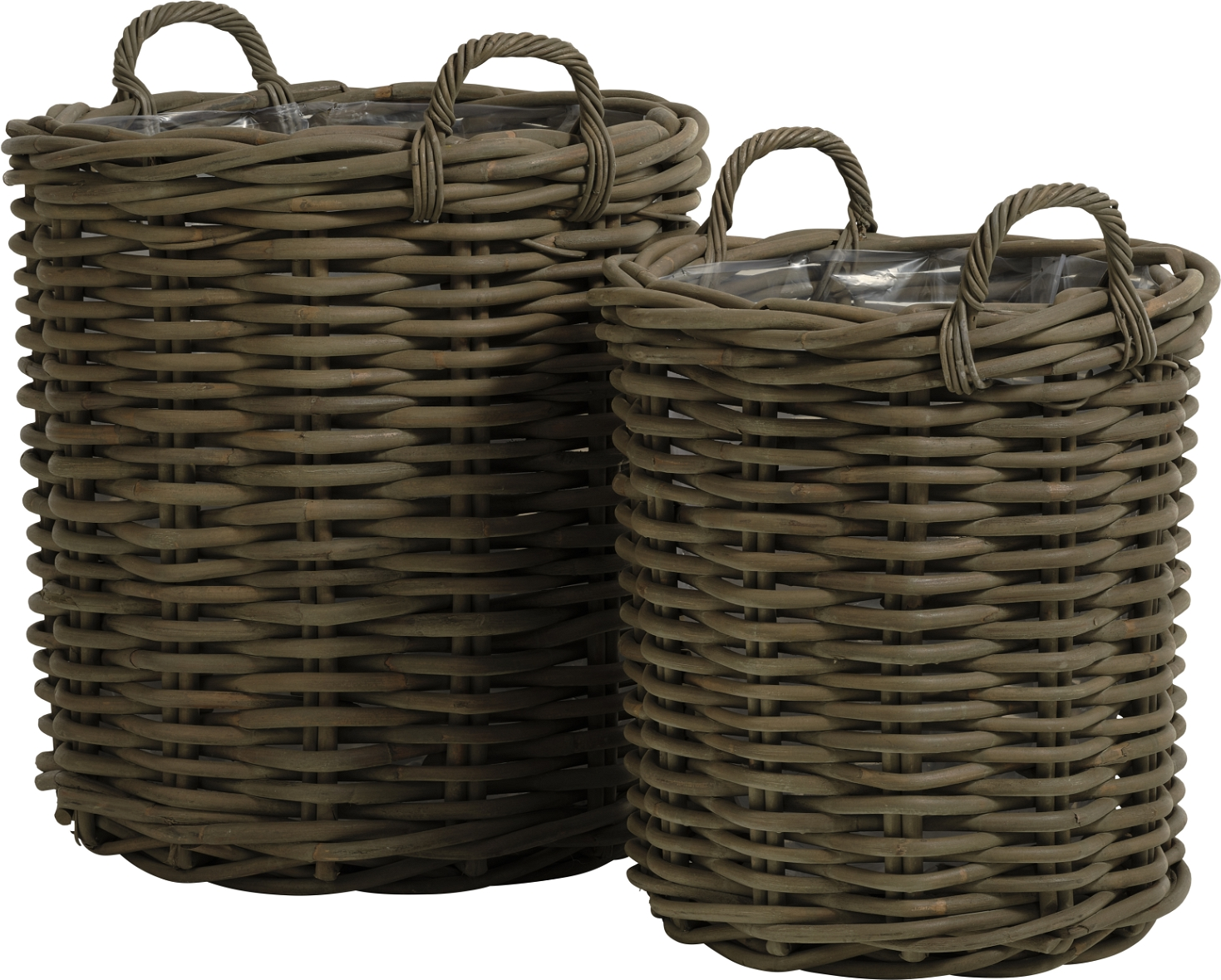 Opbevaringskurvesæt Nordique Design Avignon   Stk Gråt Rattan ø60   H70 Cm