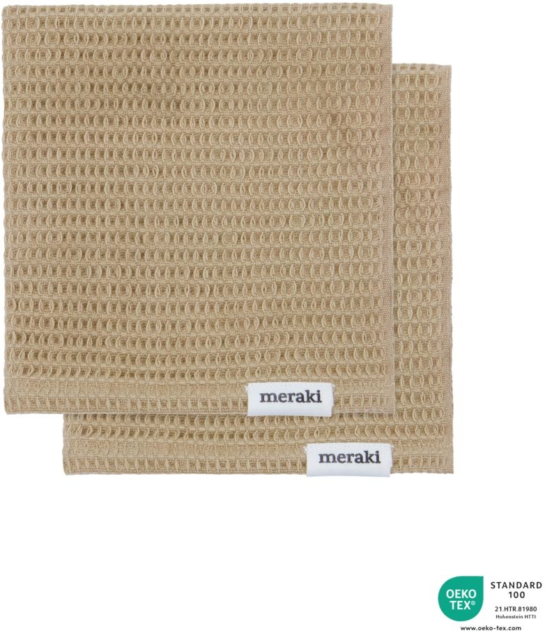 Opvaskeklud Meraki Pumila  -pak 30x30 Cm Safari Beige   øko-texâ  Bomuld