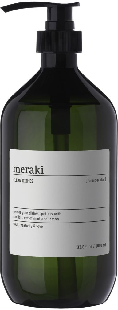 Opvaskemiddel Meraki Forest Garden Nordic Swan Svanemærket Sort Pumpeflaske 1000 Ml Med Pebermynte Og Lemon Duft