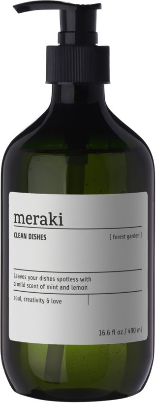 Opvaskemiddel Meraki Forest Garden   Svanemærket Miljøvenligt  Sort Flaske ø7ã H19 Cm  Pebermynte   Lemon Duft