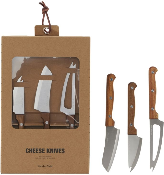 Osteknivesæt Nicolas Vahé Cheese Knives Natur 3x18 Cm Akacietræ Rustfrit Stål Brun Sølv