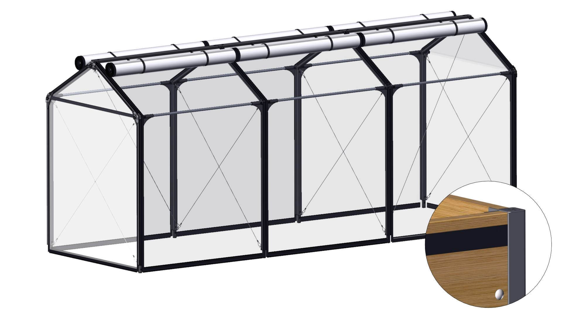 Overbygning Høj Air Til Sibirisk Lærk Højbed 120x360 Cm