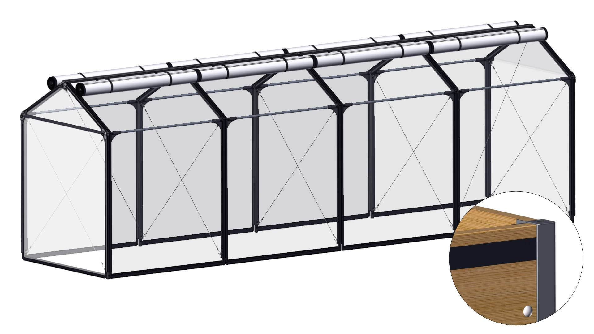 Overbygning Høj Air Til Sibirisk Lærk Højbed 120x480 Cm