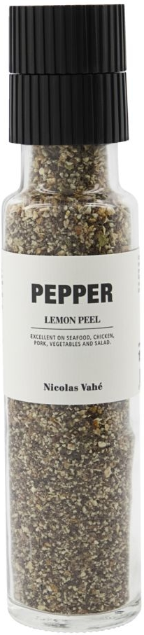 Peberkværn Nicolas Vahé Pepper Lemon Peel   Sort Citronpeber Krydderi  Glas ø5ã 23 Cm