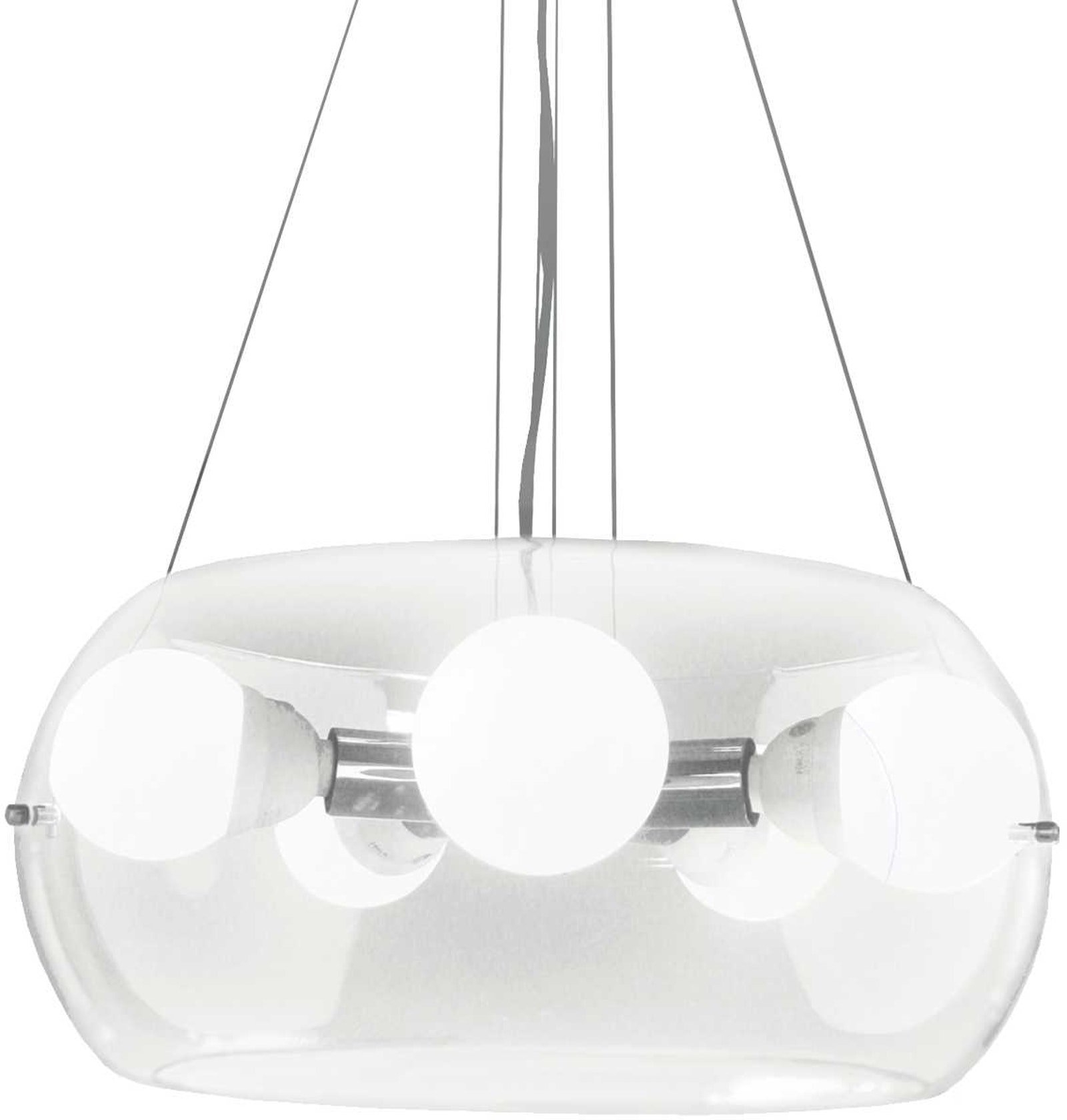 Pendel Lampe Ideal Lux Audi-10 Loftslampe ø48   Cm H40-100 Cm Glas Krom