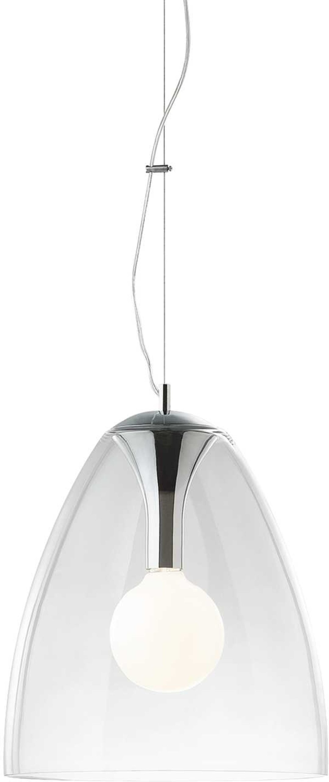 Pendel Lampe Ideal Lux Audi-20 ø350 Mm Blæst Glas Krom Loftslampe