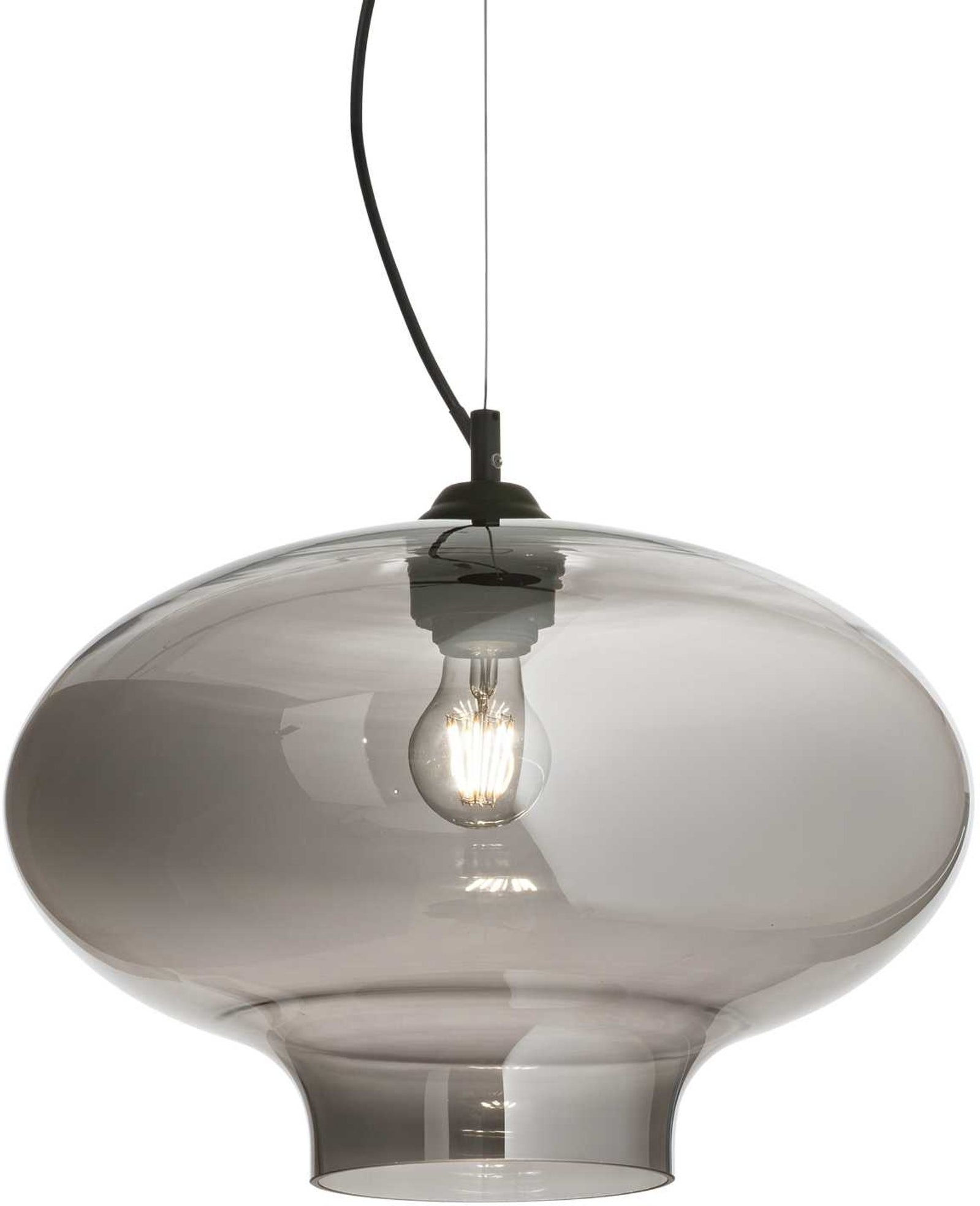 Pendel Lampe Ideal Lux Bistro ø40 Cm Justerbar Højde 35-245 Cm Røg Sort