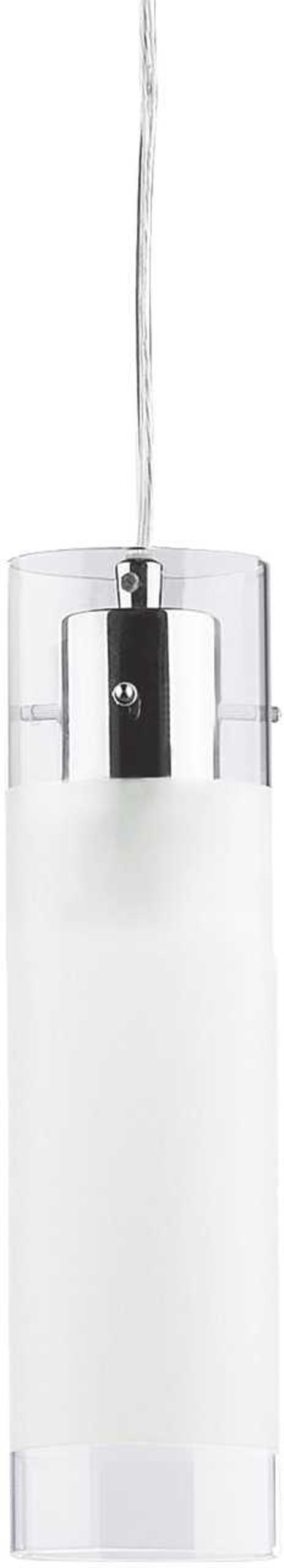 Pendel Lampe Ideal Lux Flam Mat Pyrex Glas Diffuser   Krom Metalramme ø80 H360-2450 Mm E27