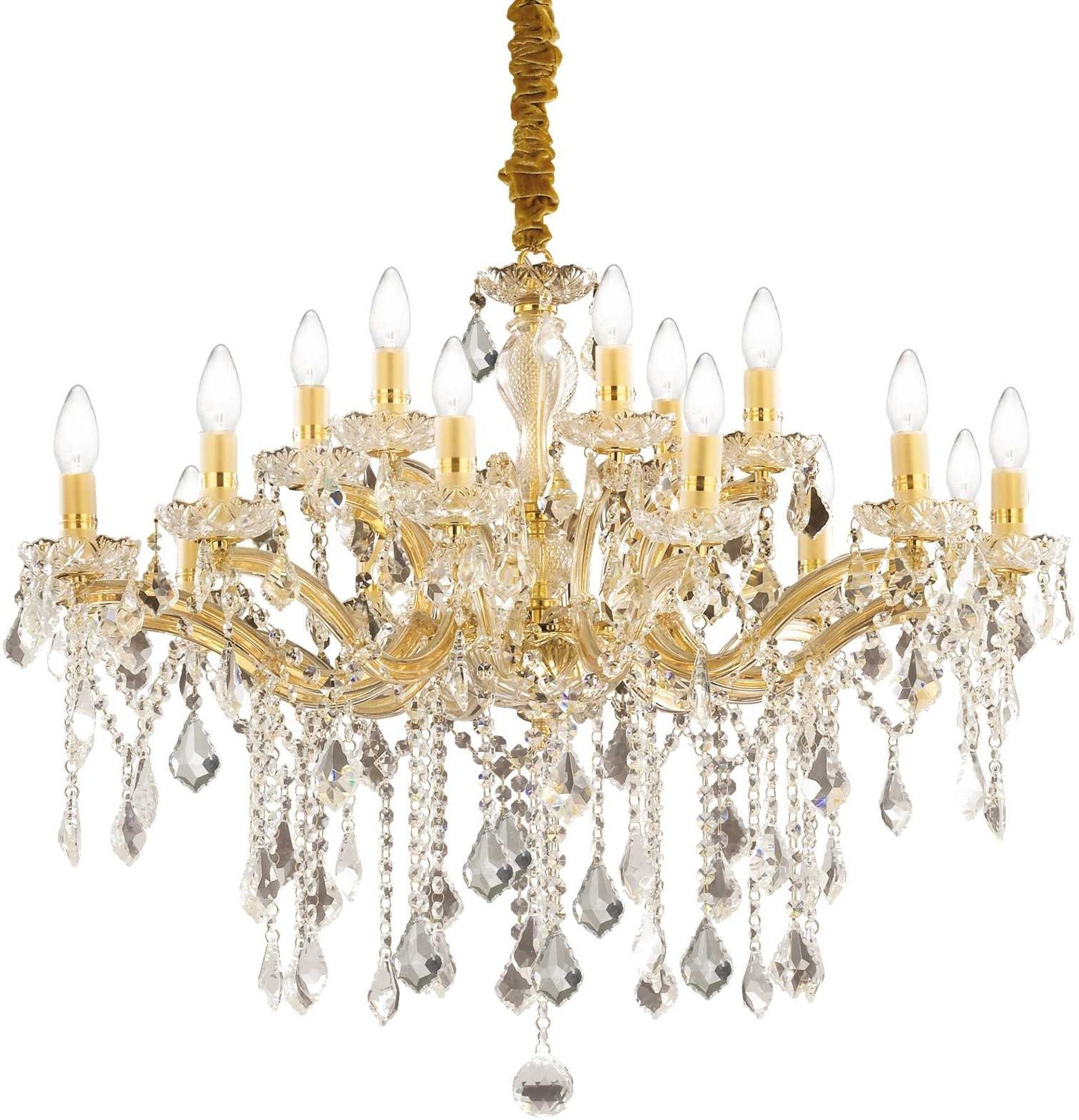 Elegant Guld Messing Pendel Lampe fra Ideal Lux 86 cm