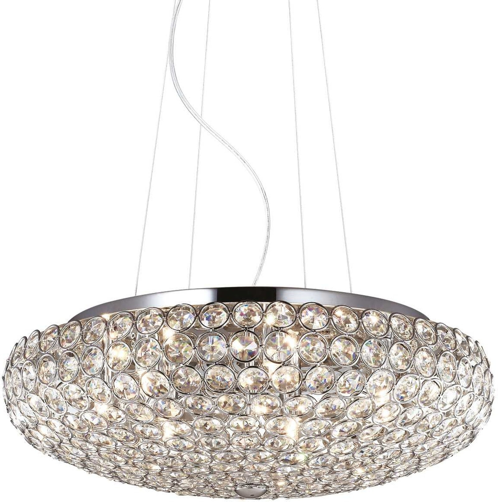 Elegant Krom Pendel Lampe med Krystaller – Ideal Lux King