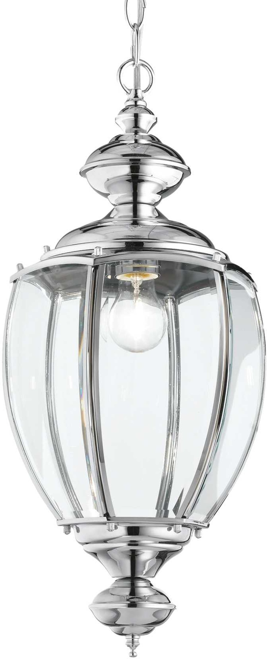 Pendel Lampe Ideal Lux Norma ø25 Cm Krom Metal Glas Højdejusterbar 76-162 Cm E27