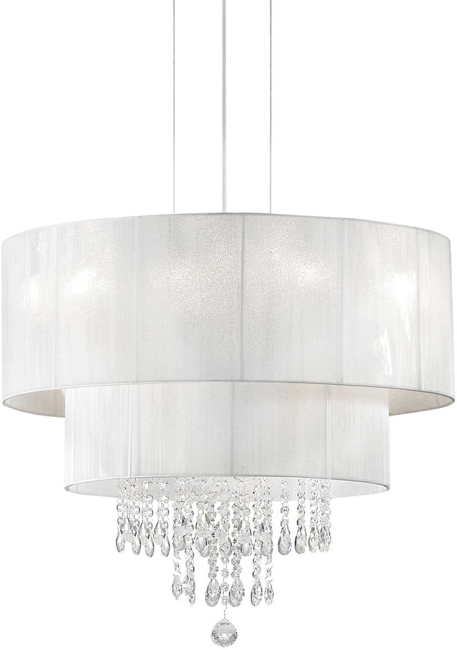 Elegant Pendel Lampe i Hvid Krom med Krystaller - Tilbud!