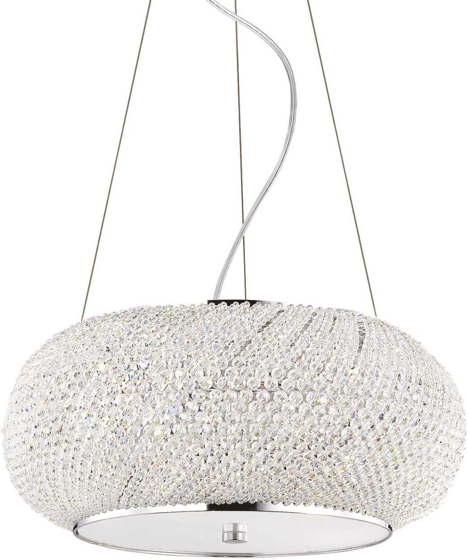 Elegant Pendel Lampe i Krom med Krystalperler Ø45 cm