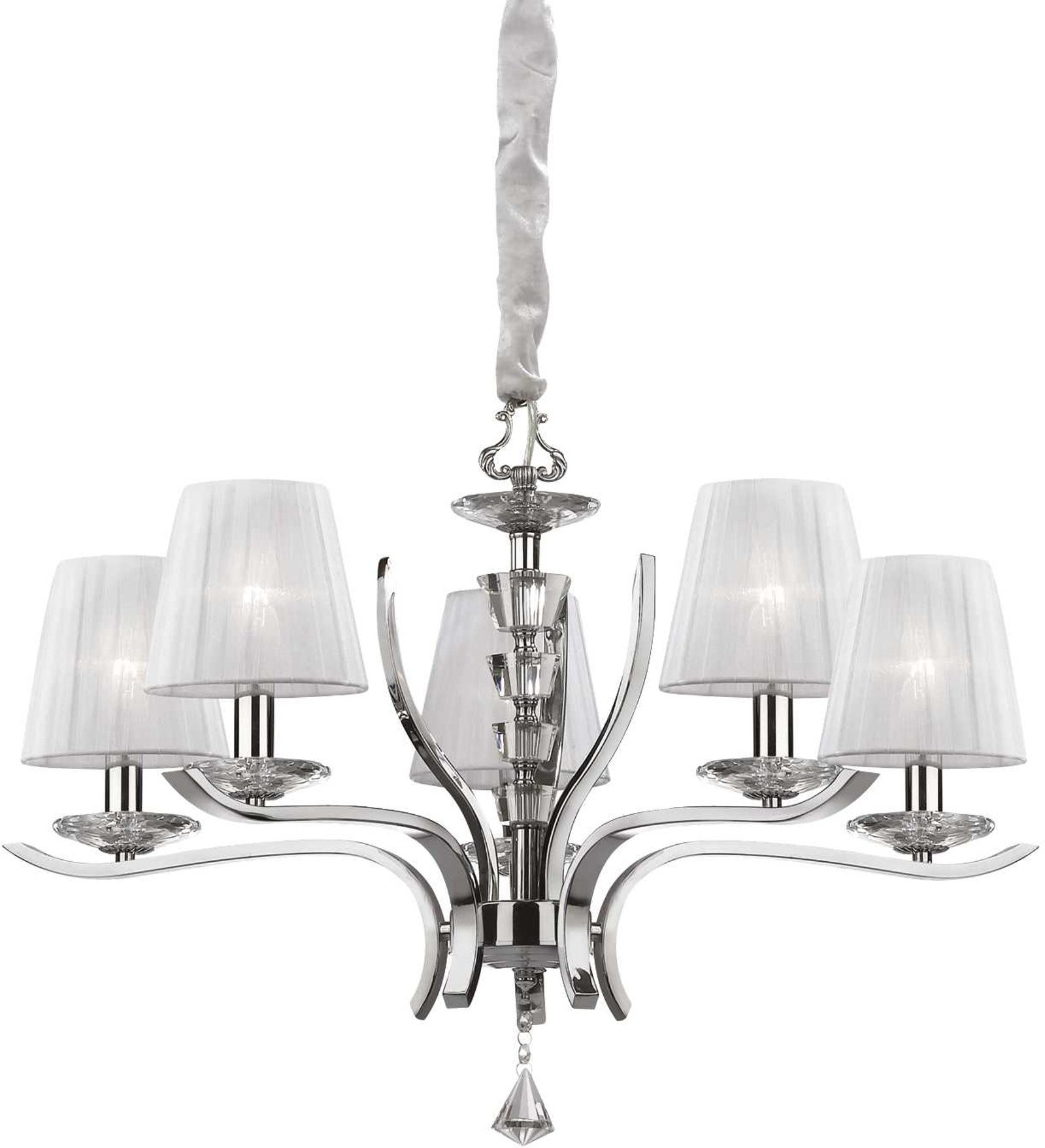 Elegant Pendel Lampe i Krystal og Organza Ø72 cm