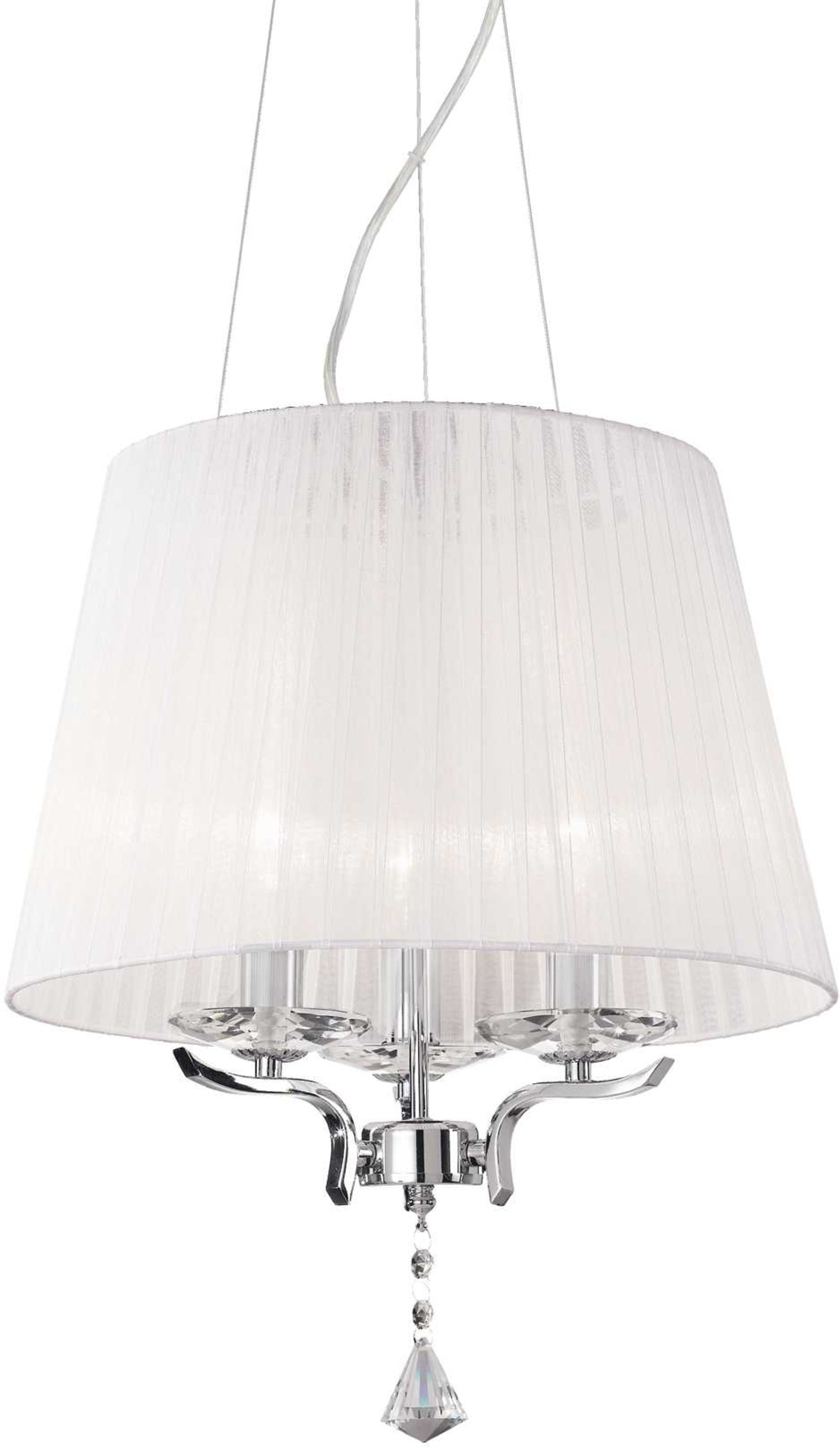 Elegant Pendel Lampe i Hvid Krom med Krystalglas